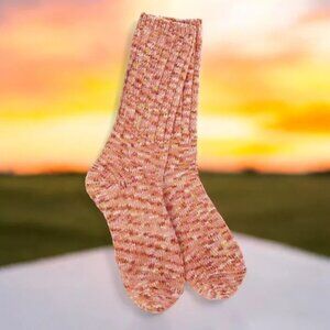 Worlds Softest Socks Weekend Ragg Comfy Crew Womens Size 6-11 Brandy Pink NWT